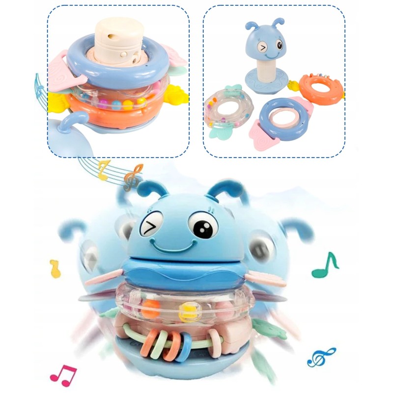 Woopie Baby Hojdací Vstávačik Včielka 5v1 | Skladacia veža so zvukmi, hrkálka a hryzadlo