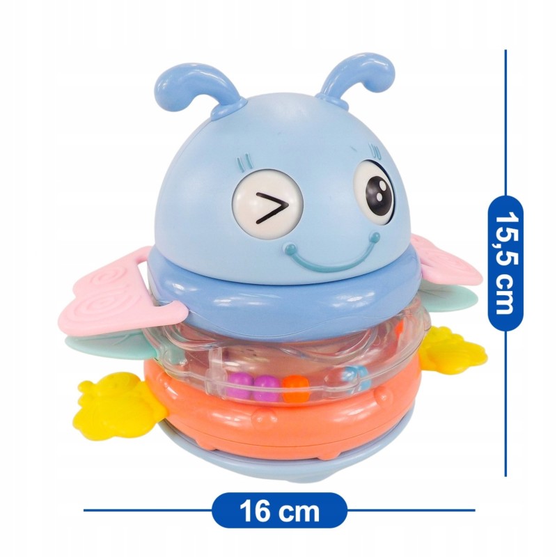 Woopie Baby Hojdací Vstávačik Včielka 5v1 | Skladacia veža so zvukmi, hrkálka a hryzadlo