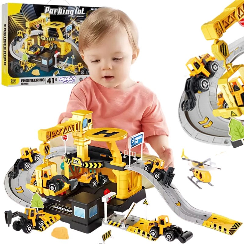 WOOPIE Parkovacia Garáž pre Stavebné Vozidlá 41 Dielov
