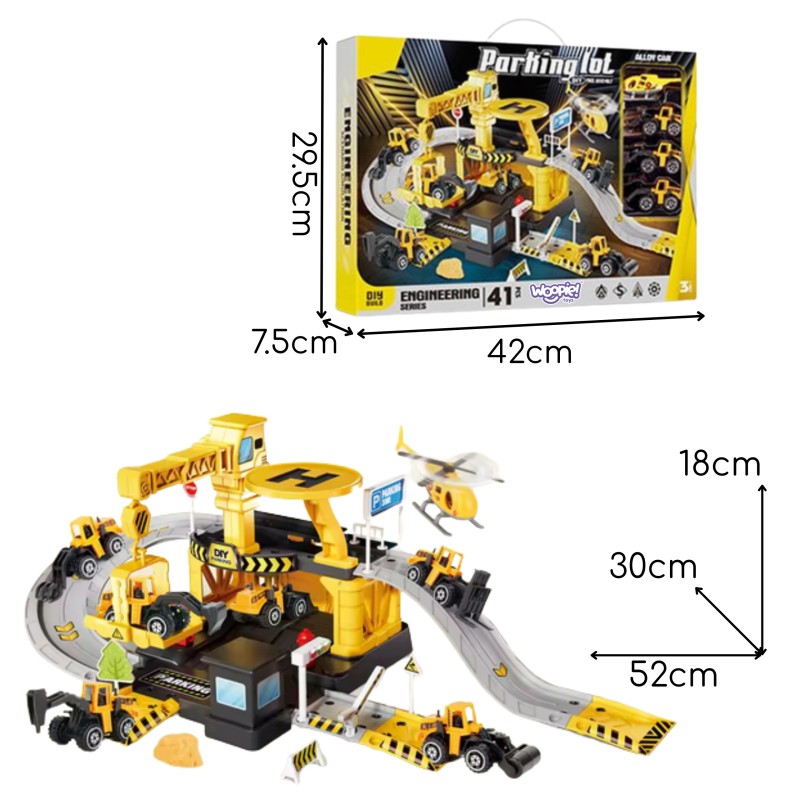 WOOPIE Parkovacia Garáž pre Stavebné Vozidlá 41 Dielov