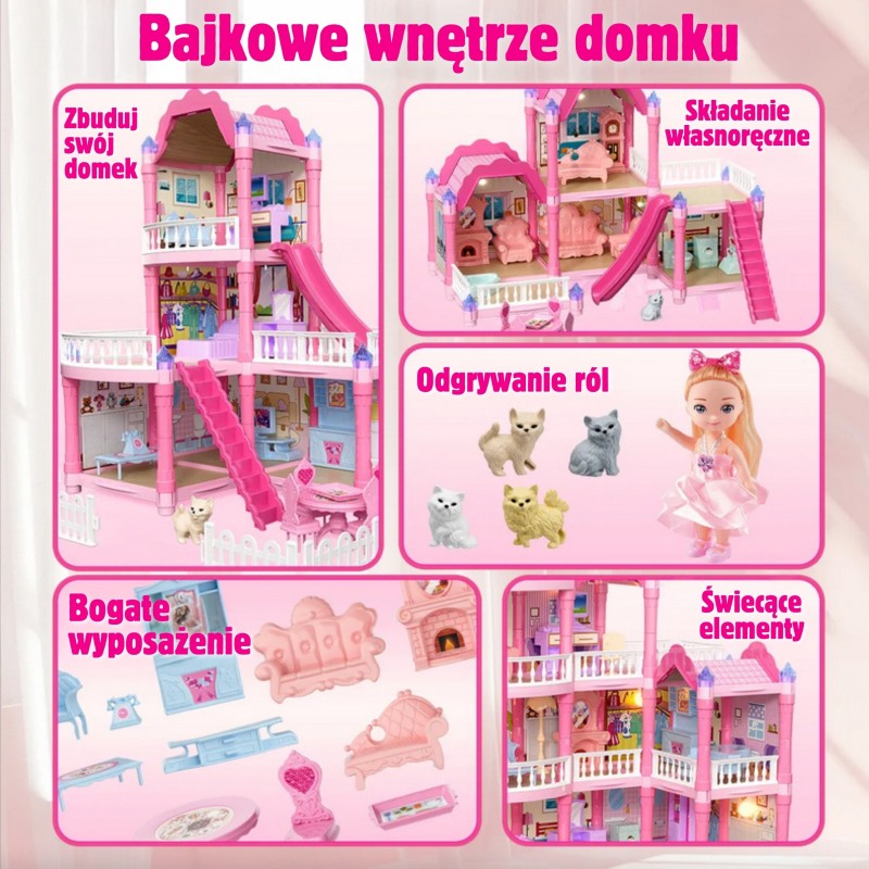 WOOPIE Obrovský domček pre bábiky Vila | Trojposchodový set s nábytkom a bábikou 296 ks