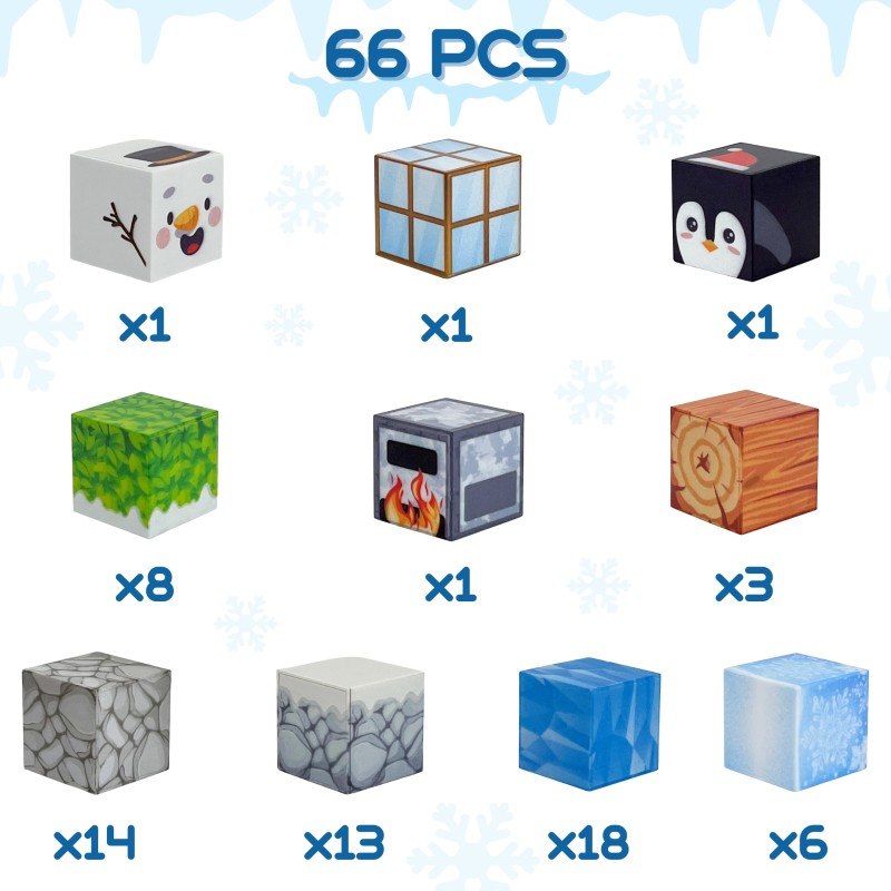 WOOPIE Magnetické Skladačky 3D Kocky - Zimný Svet Kociek