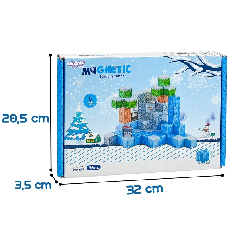WOOPIE Magnetické Skladačky 3D Kocky - Zimný Svet Kociek