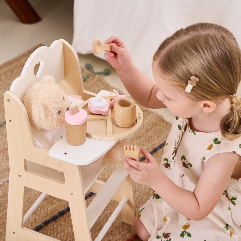 VIGA PolarB Drewniany Zestaw do Karmienia Lalki Torba - z Butelką i Śliniaczkiem