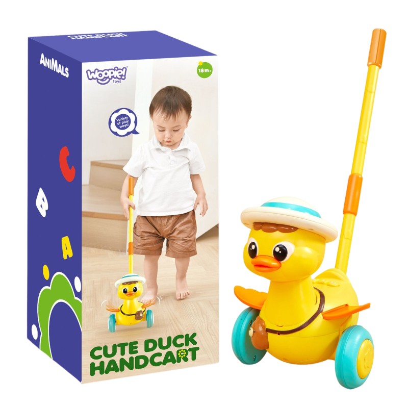 WOOPIE Interaktívna kačička na tlačenie | Tlačítko so zvukom, svetlom a mávajúcimi krídlami