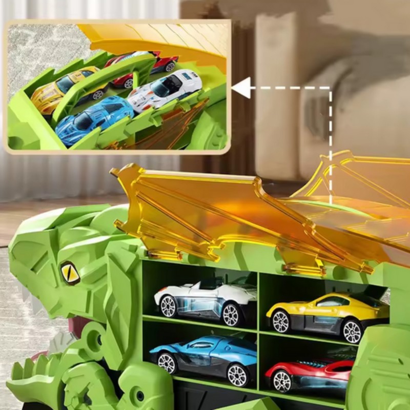 WOOPIE Dinosaurus 2v1 | Kufrík na autíčka a rozkladacia autodráha