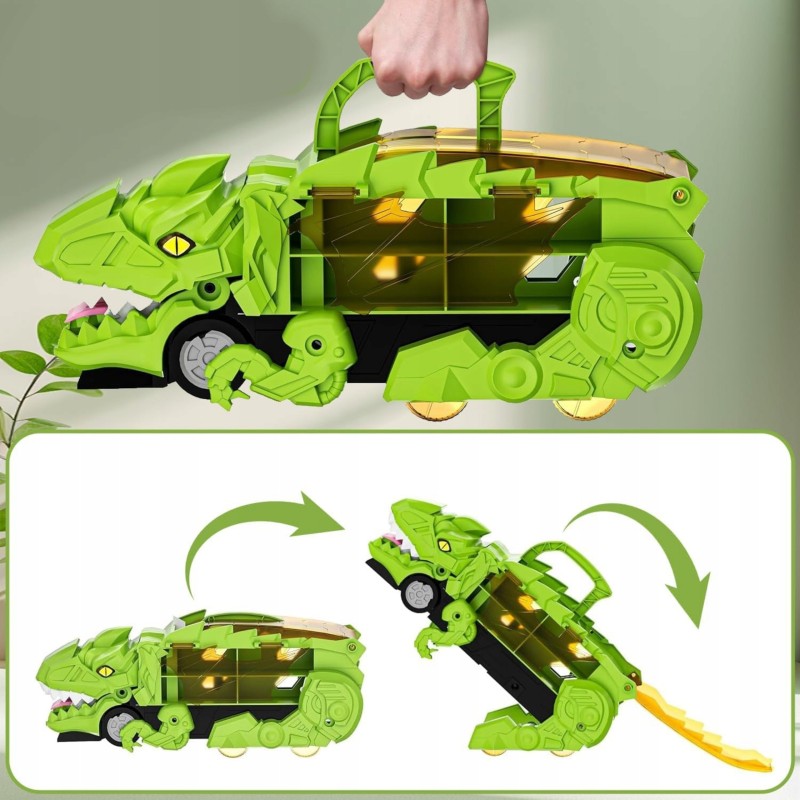 WOOPIE Dinosaurus 2v1 | Kufrík na autíčka a rozkladacia autodráha