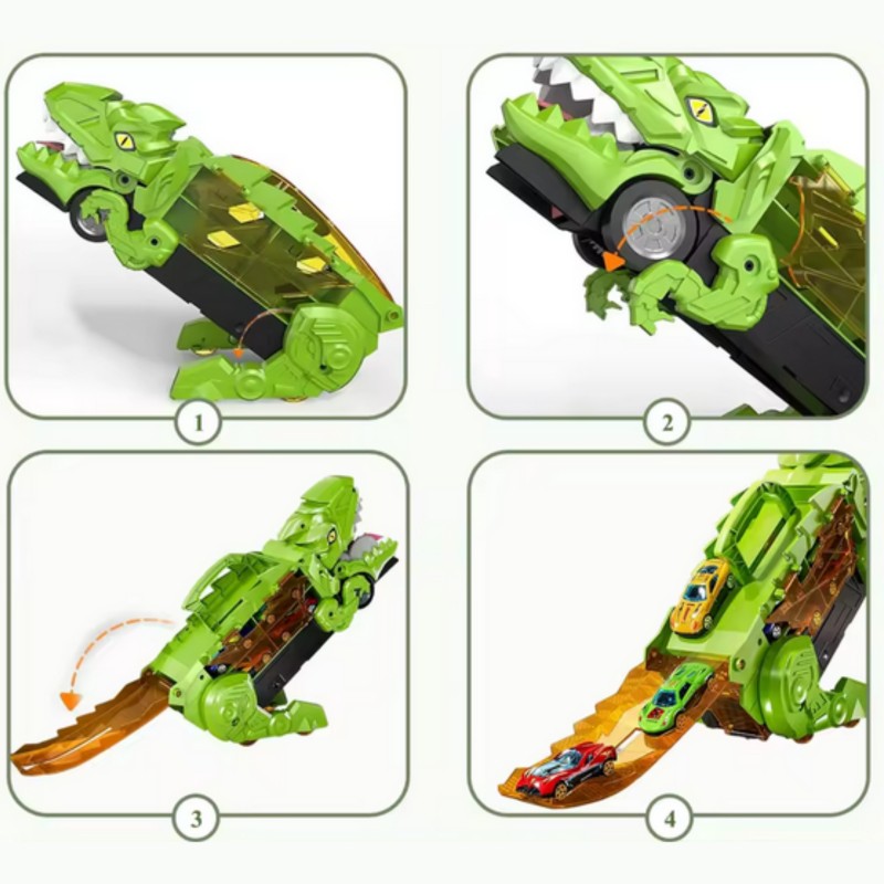 WOOPIE Dinosaurus 2v1 | Kufrík na autíčka a rozkladacia autodráha