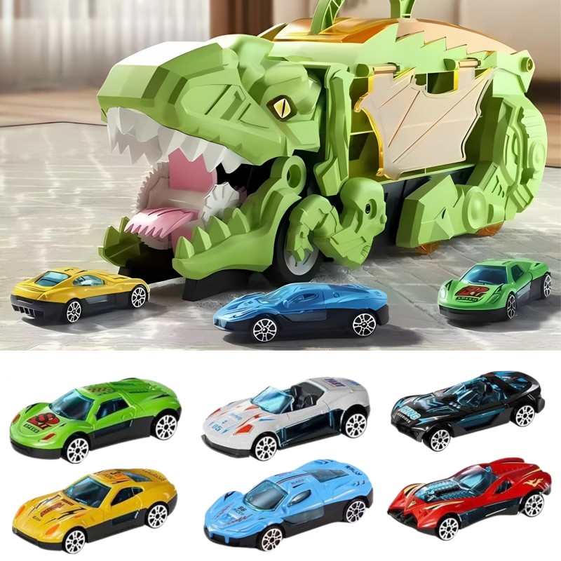 WOOPIE Dinosaurus 2v1 | Kufrík na autíčka a rozkladacia autodráha