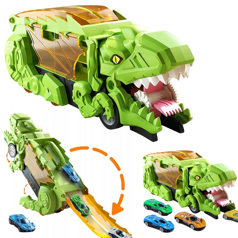 WOOPIE Dinosaurus 2v1 | Kufrík na autíčka a rozkladacia autodráha