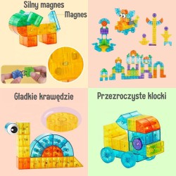 WOOPIE Priehľadná magnetická stavebnica | Hra farieb a svetla 43 ks