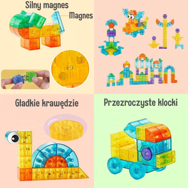 WOOPIE Priehľadná magnetická stavebnica | Hra farieb a svetla 43 ks