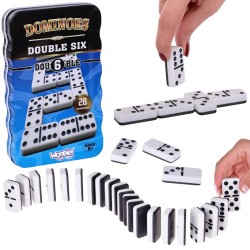 WOOPIE Spoločenská hra Domino v kovovej krabičke | Klasická rodinná hra 28 kameňov