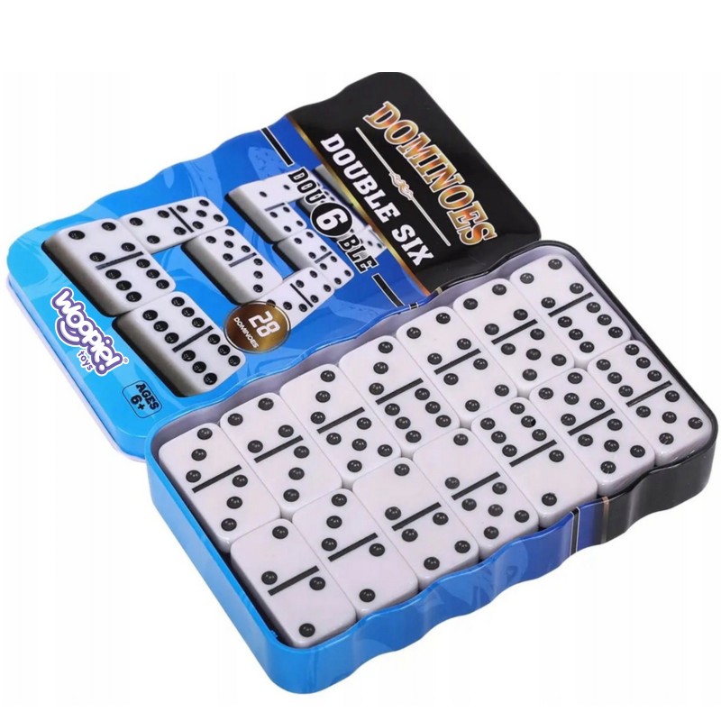 WOOPIE Spoločenská hra Domino v kovovej krabičke | Klasická rodinná hra 28 kameňov