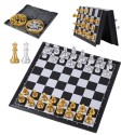 WOOPIE Cestovný magnetický šach | Skladacia zlato-strieborná šachová súprava