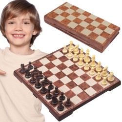 WOOPIE Cestovná hra 2v1 Šach a Dáma | Skladacia magnetická šachovnica
