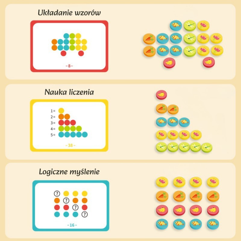 WOOPIE Edukatívna hra Triedenie farieb | Logický triedič pre deti s kartami úloh