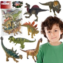 WOOPIE Realistické figúrky dinosaurov | Sada 6 ks s T-Rexom a Triceratopsom