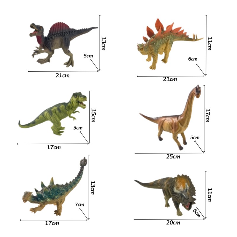 WOOPIE Realistické figúrky dinosaurov | Sada 6 ks s T-Rexom a Triceratopsom