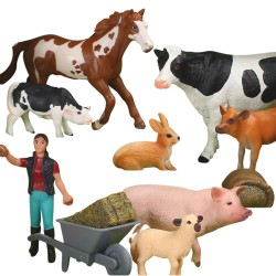 WOOPIE Farmárske zvieratká Šťastná farma | Sada realistických figúrok 10 ks
