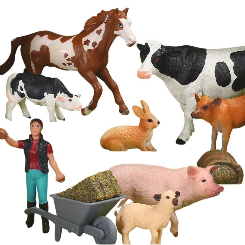 WOOPIE Farmárske zvieratká Šťastná farma | Sada realistických figúrok 10 ks