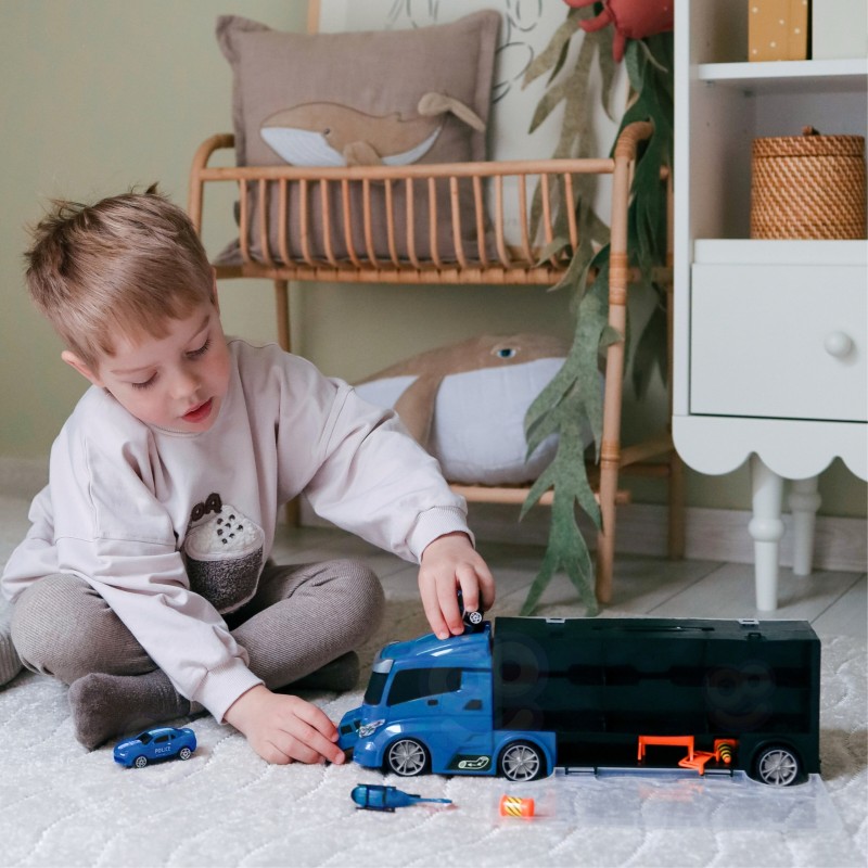 WOOPIE Zestaw Cieżarówka Transporter 3w1 Niebieski Policja