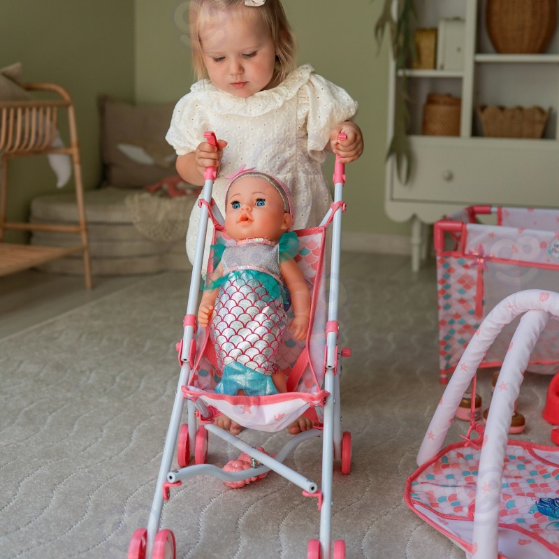 WOOPIE ROYAL Bábika Morská panna | Veľká sada 18v1 s kočíkom, postieľkou a doplnkami