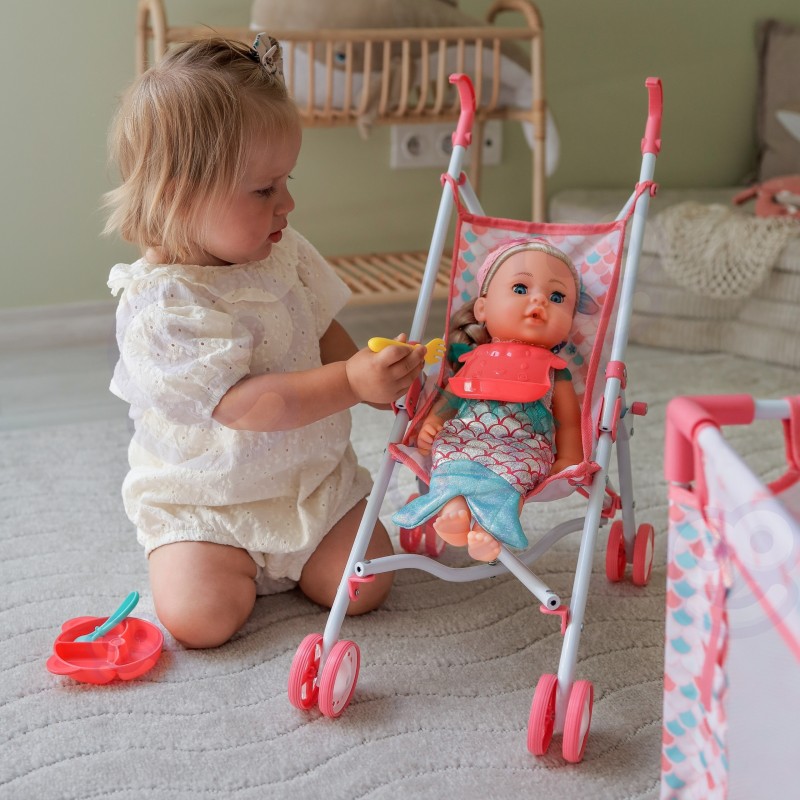 WOOPIE ROYAL Bábika Morská panna | Veľká sada 18v1 s kočíkom, postieľkou a doplnkami