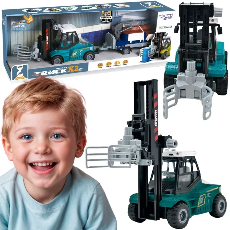 WOOPIE Vysokozdvižný vozík s drapákom a prívesom na drevo | so zvukmi a svetlami