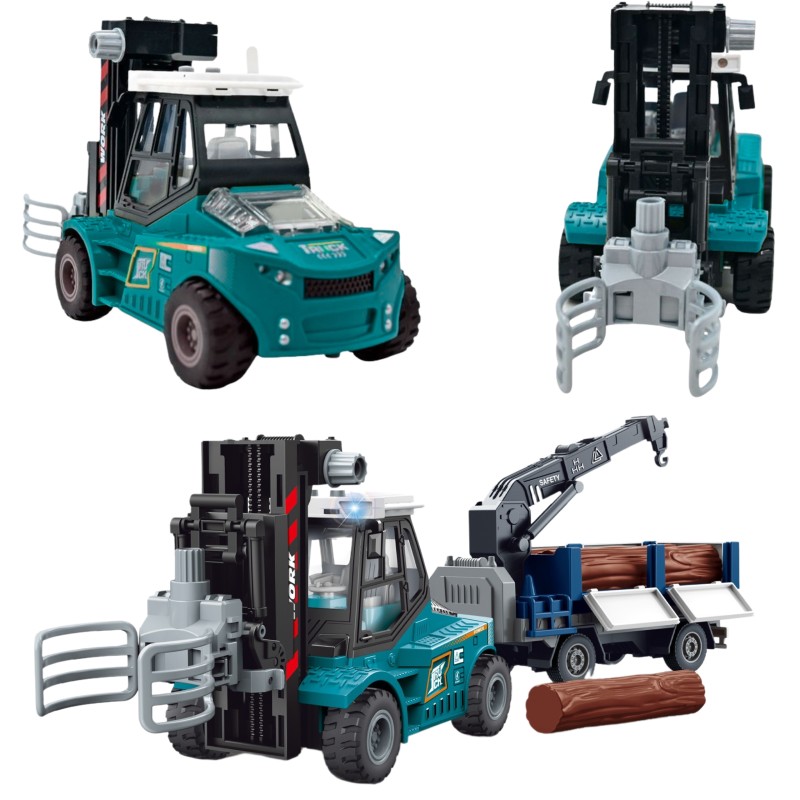 WOOPIE Vysokozdvižný vozík s drapákom a prívesom na drevo | so zvukmi a svetlami