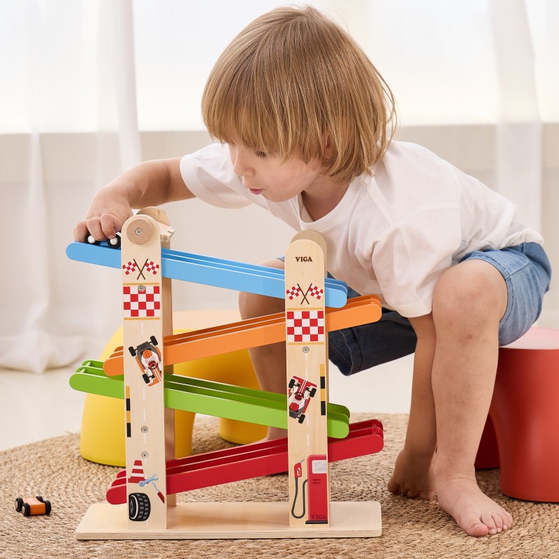 VIGA Dvojitá Drevená Šmiklavka na Autíčka