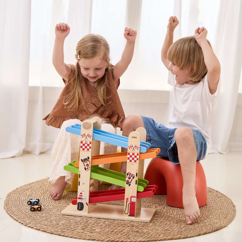 VIGA Dvojitá Drevená Šmiklavka na Autíčka