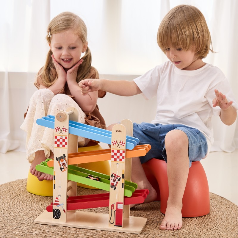 VIGA Dvojitá Drevená Šmiklavka na Autíčka