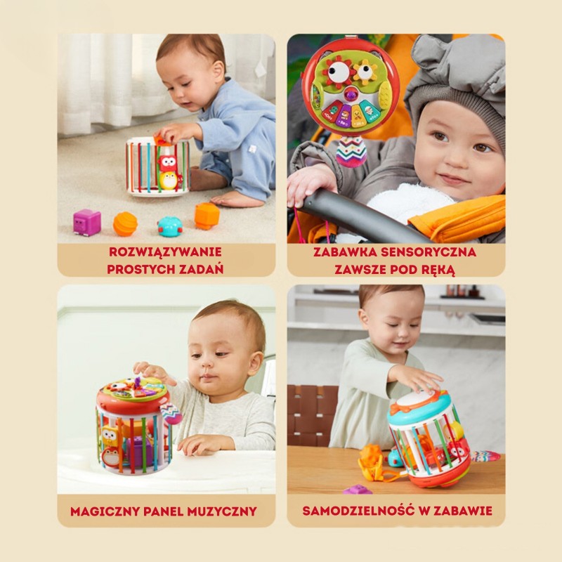 WOOPIE BABY Senzorická kocka pre bábätká | Interaktívna vkladačka so zvukmi