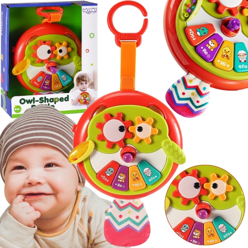 WOOPIE BABY Interaktívna sova 5v1 | Závesná hračka na kočík s piankom a aktivitami