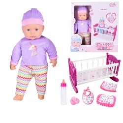 WOOPIE ROYAL Bábika Jednorožec s kolískou | XL sada na kŕmenie a starostlivosť
