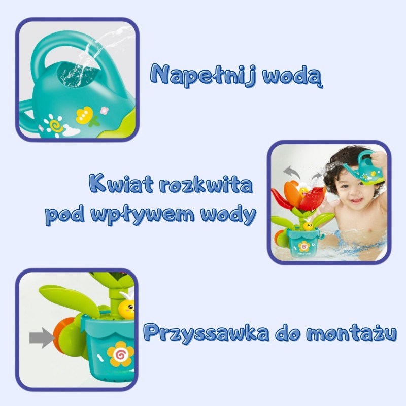 WOOPIE BABY Rozkvitajúca kvetinka do vane | Vodná hračka s krhličkou na prísavku