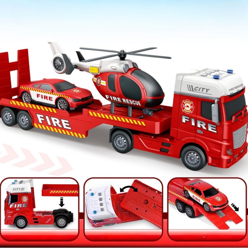 WOOPIE Hasičská sada 3v1 | Interaktívna odťahovka, vrtuľník a auto so zvukmi a svetlami