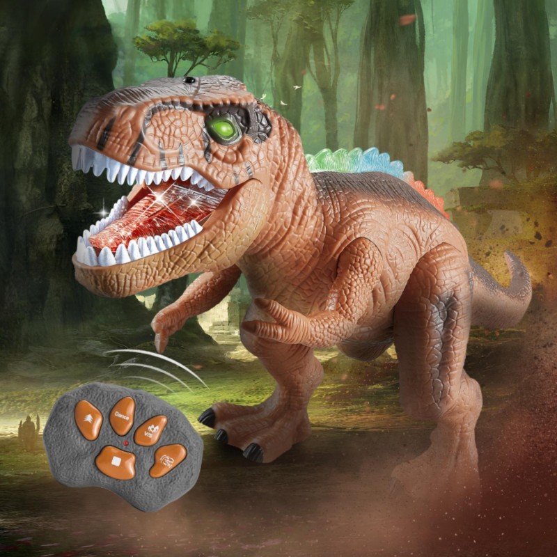 WOOPIE Revúci RC Dinosaurus T-Rex | Interaktívna hračka na diaľkové ovládanie so zvukom a svetlom