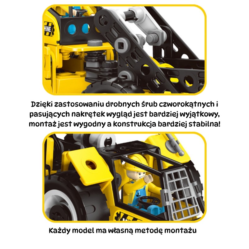 WOOPIE STEAM Stavebnica Stavebné stroje 6v1 | Postav si 6 modelov 223 ks.