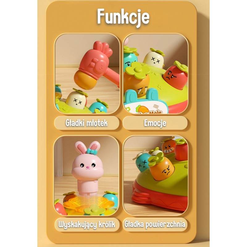 WOOPIE BABY Interaktívna zatĺkačka Udri zajačika | Hra na postreh so svetlom a zvukom