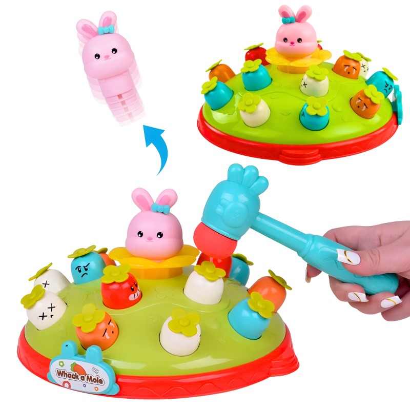 WOOPIE BABY Interaktívna zatĺkačka Udri zajačika | Hra na postreh so svetlom a zvukom
