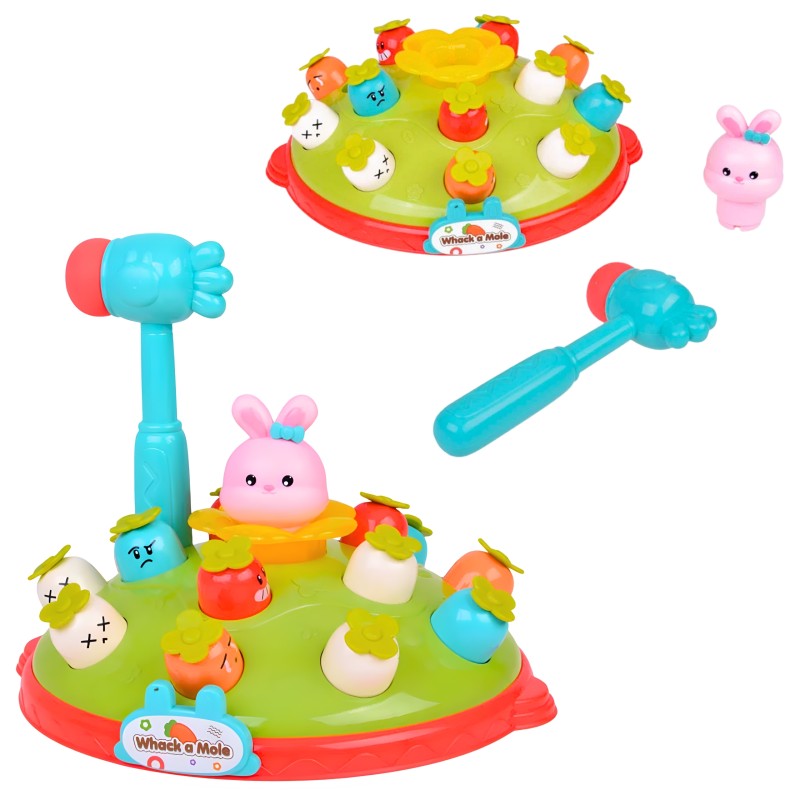 WOOPIE BABY Interaktívna zatĺkačka Udri zajačika | Hra na postreh so svetlom a zvukom