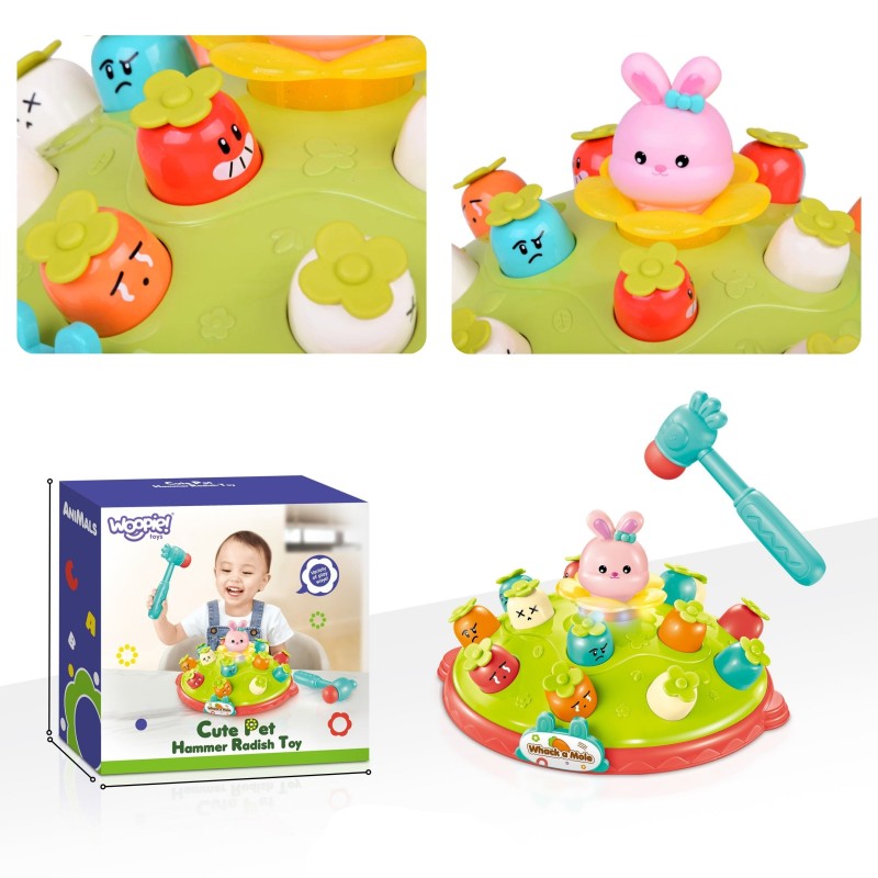 WOOPIE BABY Interaktívna zatĺkačka Udri zajačika | Hra na postreh so svetlom a zvukom