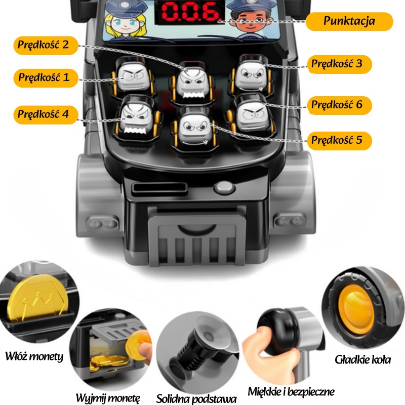 WOOPIE Zručnostná hra Chyť zlodeja | Policajné auto s kladivom a doplnkami