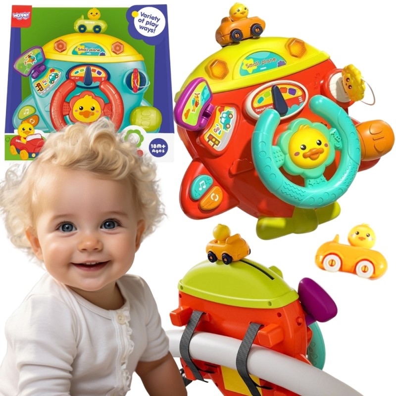 WOOPIE BABY Interaktívny volant so zvukmi a svetlami | Hračka na kočík Lietadlo