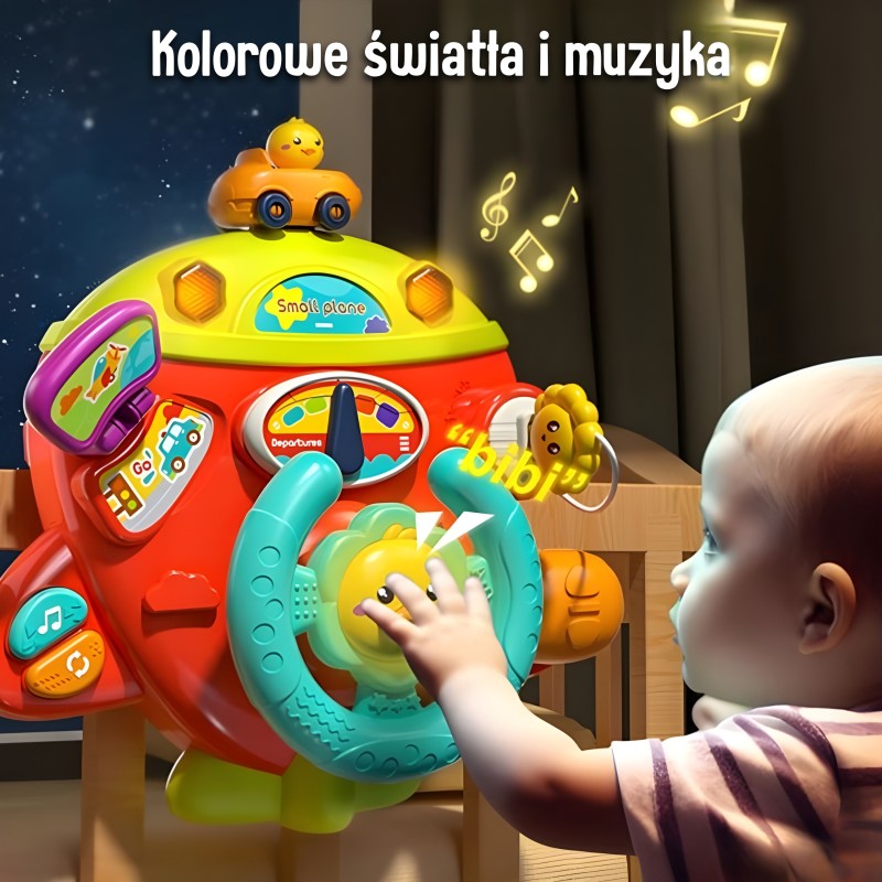 WOOPIE BABY Interaktívny volant so zvukmi a svetlami | Hračka na kočík Lietadlo