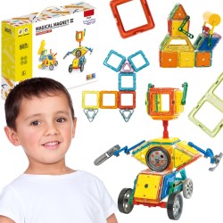WOOPIE STEAM Magnetická stavebnica Vozidlá a roboty | Konštrukčná sada 80 ks