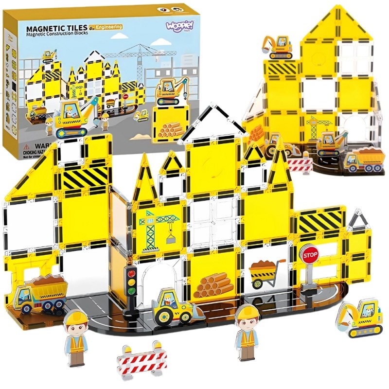 WOOPIE STEAM Magnetická stavebnica Stavenisko | Konštrukčná sada 47 ks