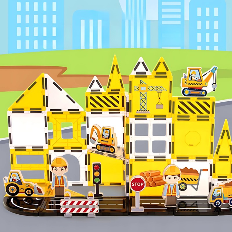 WOOPIE STEAM Magnetická stavebnica Stavenisko | Konštrukčná sada 47 ks